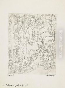 Zwei Frauen Im Garten by Ernst Ludwig Kirchner