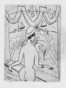 Nackte Frau Am Fenster by Ernst Ludwig Kirchner