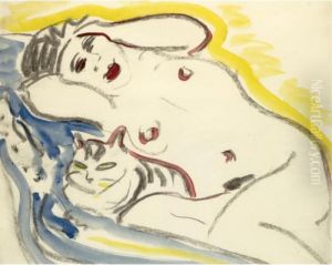 Liegender Weiblicher Akt Mit
Katze (reclining Female Nude With Cat) - Recto Weisse Katze (white Cat) -
Verso by Ernst Ludwig Kirchner