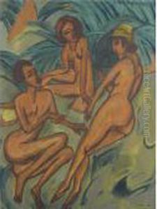 Gruppe Badender Am Strand (group Of Bathers On The Beach) by Ernst Ludwig Kirchner