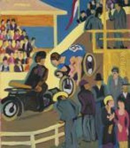 Radrennen Mit Motorvorspann by Ernst Ludwig Kirchner