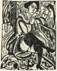 Frau, Schuh Zuknopfend (dube, 206) by Ernst Ludwig Kirchner