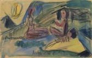 Group In The Moonlight. Ca. 1920. by Ernst Ludwig Kirchner