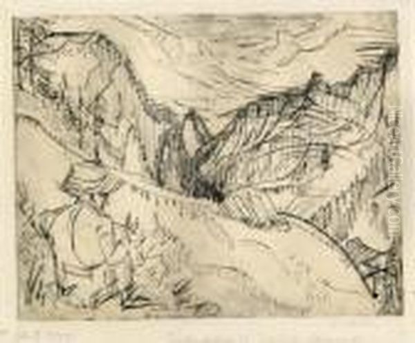 Zeichnender Maler In Landschaft. 1923 - view 1