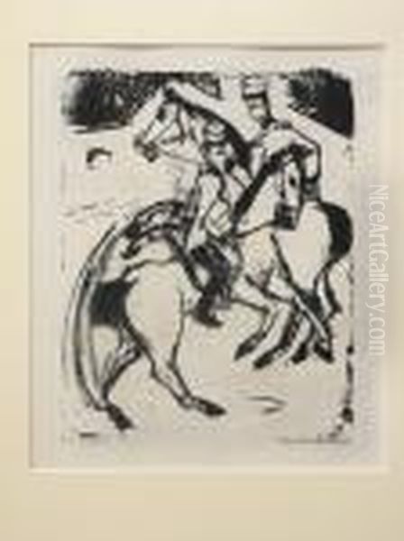 Auf Dem Kasernenhof.
Lithographie. Aus ?der Bildermann, 1916.?. Im Stein Signiert Und Bezeichnet - view 1
