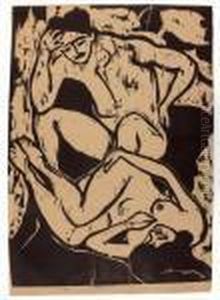 Nacktes Paar Auf Einem Kanapee by Ernst Ludwig Kirchner