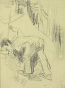 Junger Bauer Aus Einer Quelle Im Wald Trinkend by Ernst Ludwig Kirchner