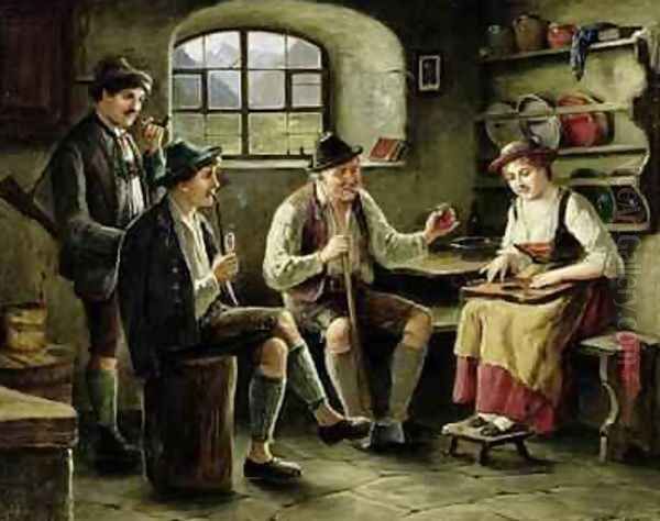 Young Woman Playing a Zither - view 1