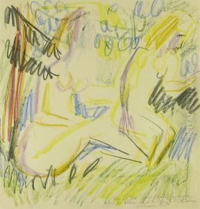 Zwei Weibliche Akte Im Wald by Ernst Ludwig Kirchner