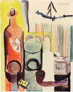 Stillleben Mit Flasche, Glas Und Pfeife