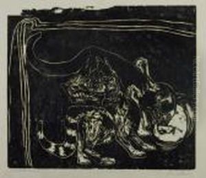 Trinkende Katzen by Ernst Ludwig Kirchner