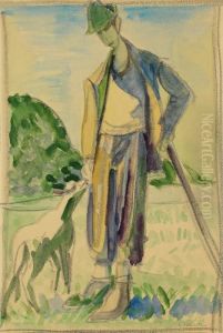 Hirte Mit Stock Und Lamm (selbstbildnis) by Ernst Ludwig Kirchner