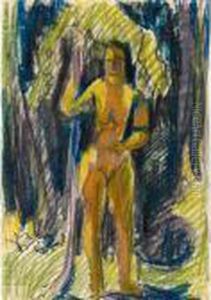 Weiblicher Akt Im Wald 
Female Nude In The Wood by Ernst Ludwig Kirchner