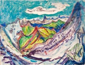 A Mountain View With Wanderer by Ernst Ludwig Kirchner
