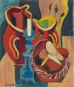 Stilleben Mit Krugen Und Kerzen by Ernst Ludwig Kirchner