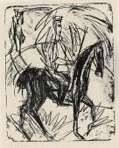 Reitender Artillerist. by Ernst Ludwig Kirchner