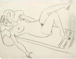 Liegendes Madchen (reclining Girl) by Ernst Ludwig Kirchner