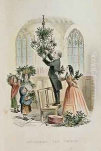 Decorating the Church from The Anniversary A Christmas Story by Thomas Onwhyn