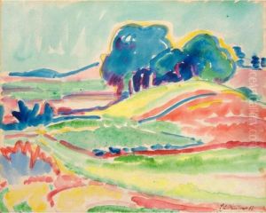 Hugellandschaft Mit Baumen Bei 
Dresden (landscape With Hills And Trees Near Dresden) - Recto Frau Im 
Tub (woman In A Tub) - Verso