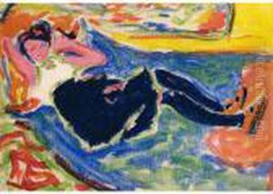 Frau Mit Schwarzen Strumpfen (die Schwarze Grete) by Ernst Ludwig Kirchner