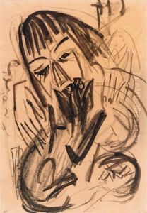 Frau Mit Katze by Ernst Ludwig Kirchner