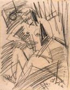 Sich Waschendes Nacktes Mdchen (recto) by Ernst Ludwig Kirchner