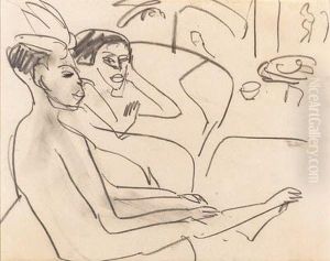 Sitzendes Paar (milli Und Ihr Freund) by Ernst Ludwig Kirchner