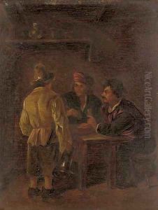 Peasants playing cards in a tavern