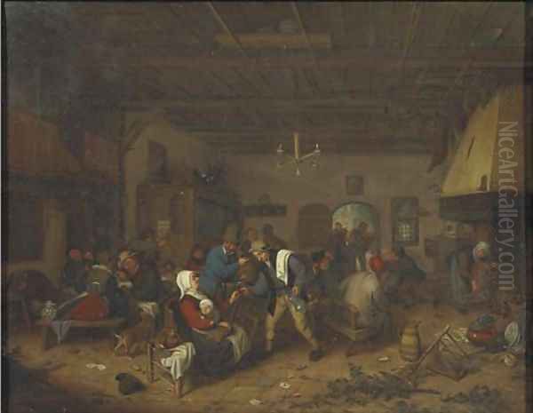 Peasants drinking and conversing in an inn - view 1