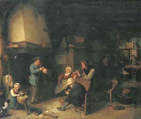 Peasants smoking and drinking in an inn - view 1