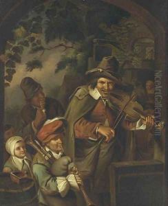 Musicians outside a tavern