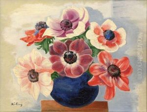 Bouquet D'anemones Dans Un Vase by Jean Kisling