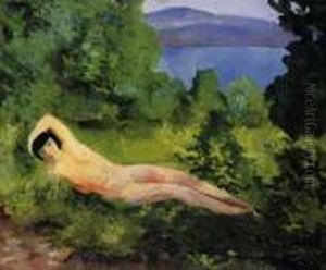 Nu Couche Dans Les Feuillages, St. Tropez by Jean Kisling