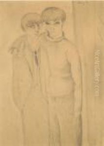 Kisling Et Renee (autoportrait) by Jean Kisling
