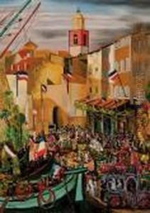 La Fete Des Fleurs A Saint-tropez by Jean Kisling
