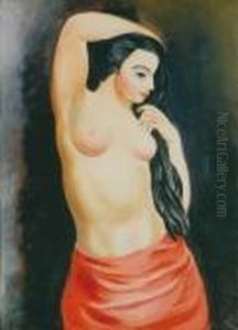 Nu A La Draperie Rouge by Jean Kisling