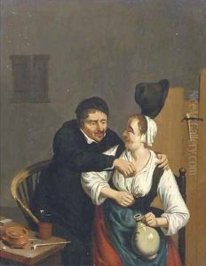 A peasant couple in a tavern by Adriaen Jansz. Van Ostade