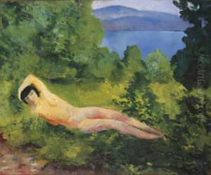 Nu Couche Dans Les Feuillages by Jean Kisling