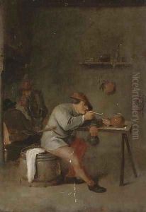A smoking man in an interior