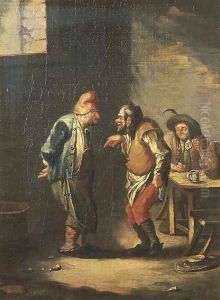 Boors conversing and smoking in an inn by Adriaen Jansz. Van Ostade