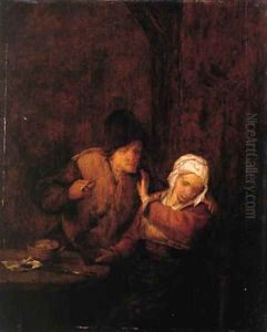 A boor courting a maid in an inn