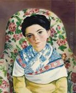 Buste De Jeune Fille Au Chale Fleuri by Jean Kisling
