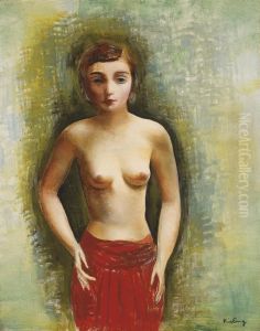 Nu Debout A La Jupe Rouge by Jean Kisling