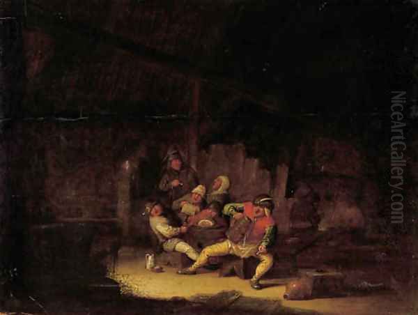 Boors drinking and smoking in an inn - view 1