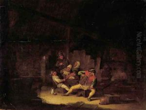 Boors drinking and smoking in an inn