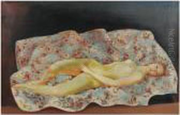 Nu Allonge Sur Tapis Fleuri - view 1