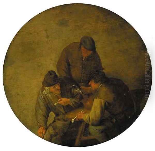 Three boors smoking and drinking in an inn - view 1