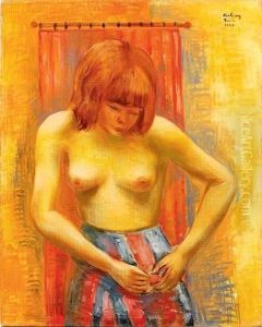 Jeune Fille Le Buste Decouvert by Jean Kisling