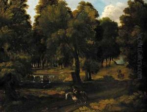 A horseman on a woodland track by Jan Frans Van Bloemen (Orizzonte)