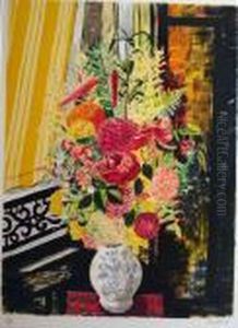 Bouquet De Fleurs A La Fenetre. by Jean Kisling